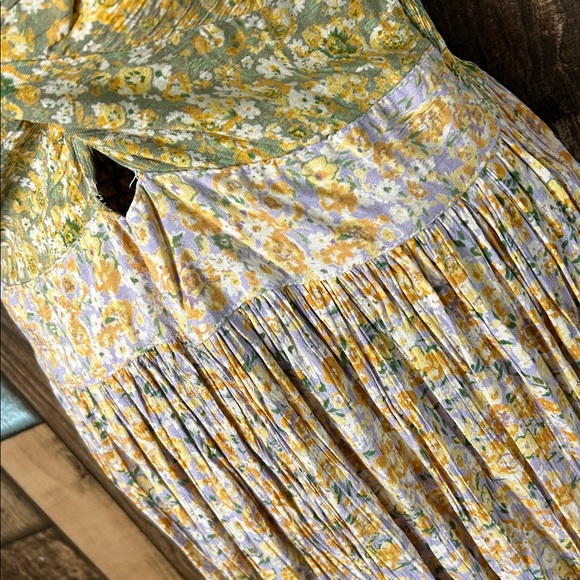 Angie Green and Yellow Textured patchwork Dress - Picture 16 of 16